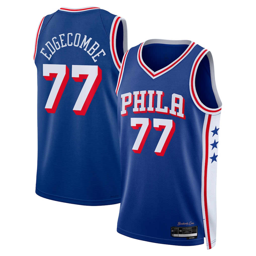 Trusc P.76ers #77 V. J. Edgecombe Royal 2025 Draft First Round Pick Swingman Jerseys - Icon Edition