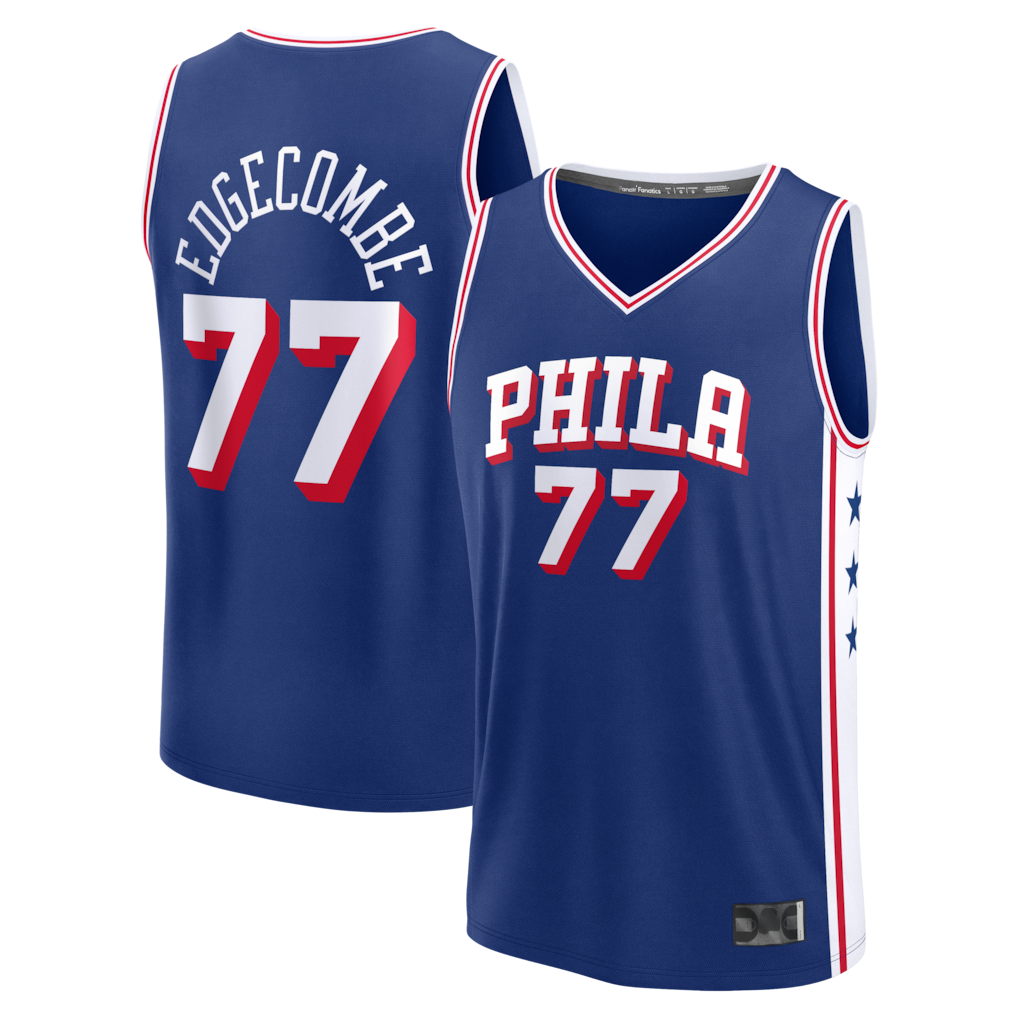 Trusc P.76ers #77 VJ Edgecombe  Royal Fast Break Jerseys - Icon Edition