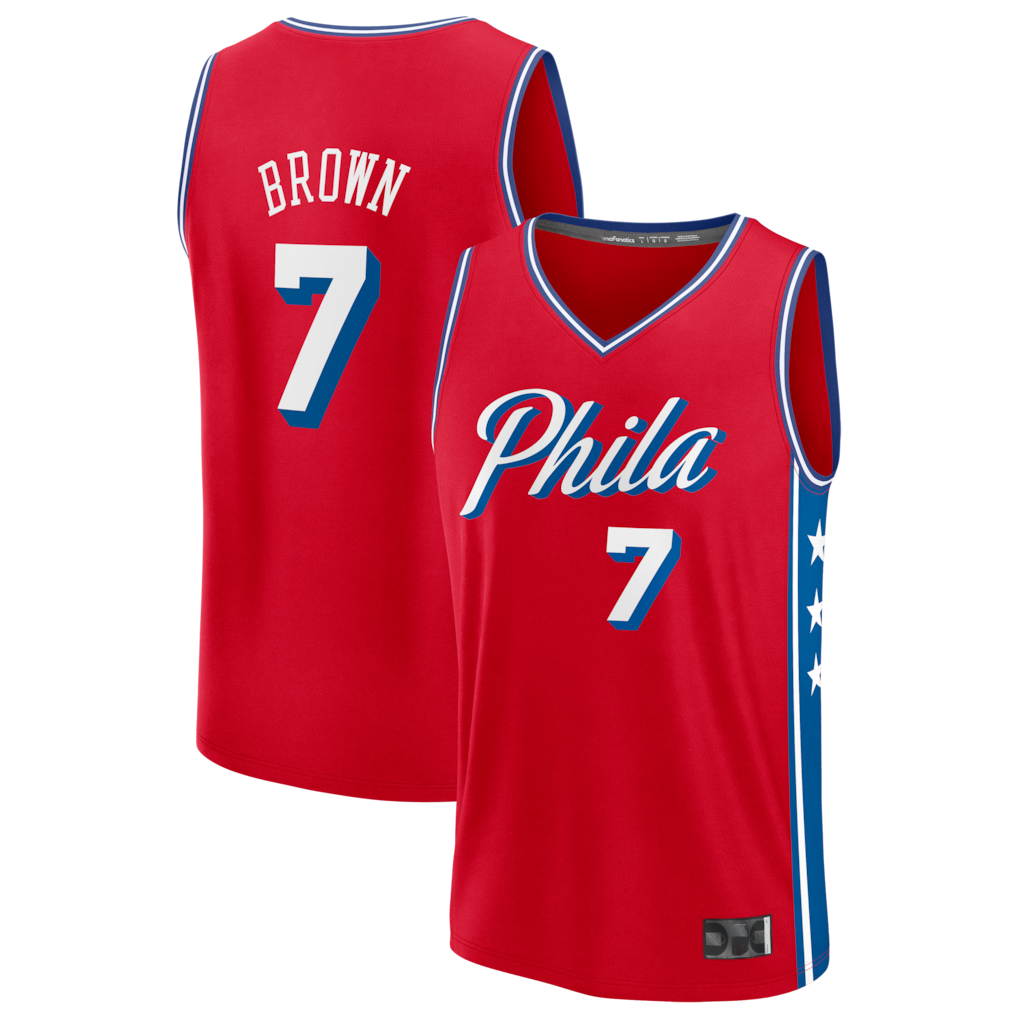 Trusc P.76ers #7 Jaylen Brown Red Fast Break Jerseys - Statement Edition