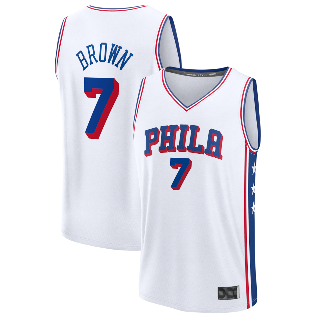 Trusc P.76ers #7 Jaylen Brown White Fast Break Jerseys - Association Edition