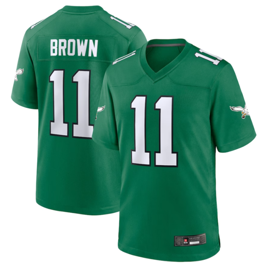Trusc P.Eagles #11 A.J. Brown Green Alternate Game Player Stitched American Stitched Jerseys