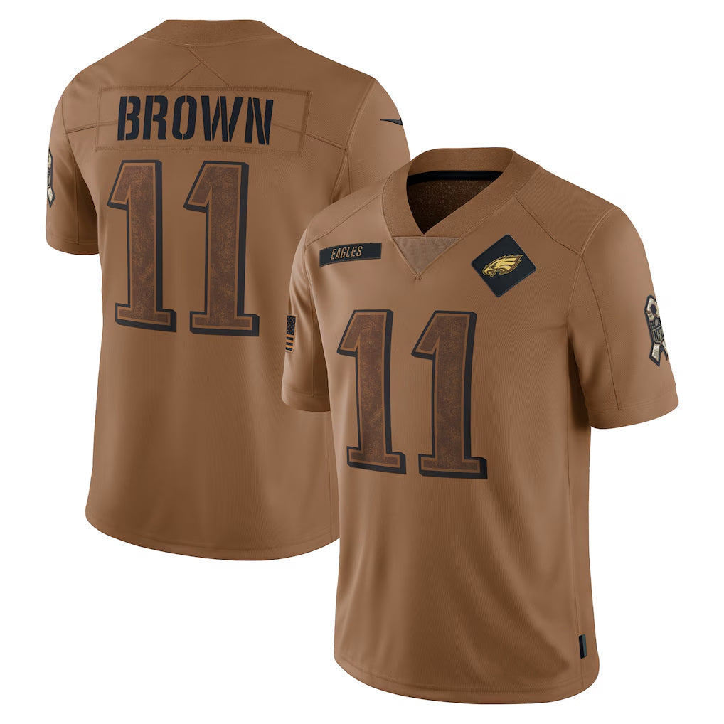 Trusc P.Eagles #11 A.J. Brown Player Brown Salute To Service Limited Stitched Jerseys