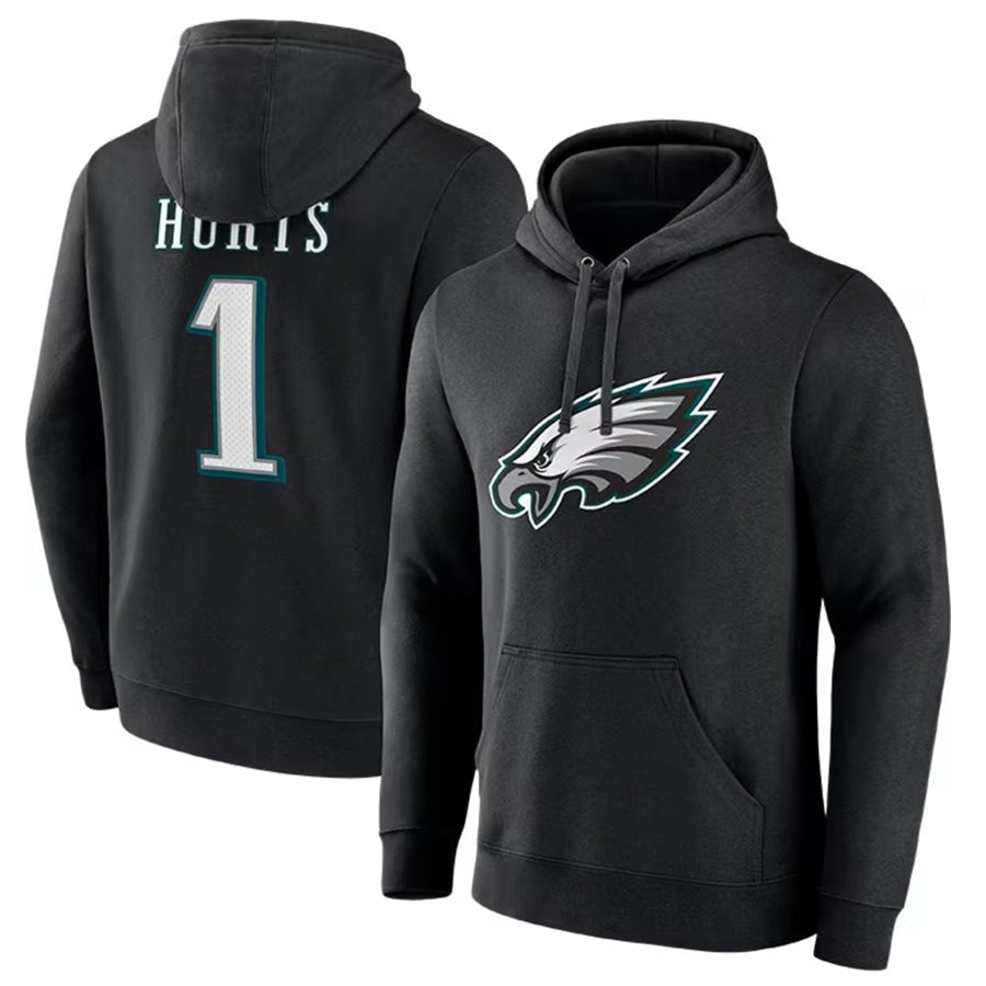 Trusc P.Eagles #1 Jalen Hurts Player Black Military Hoodie Game Stitched Jerseys