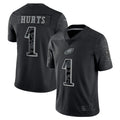 Trusc P.Eagles #1 Jalen Hurts Player Black REFLECTIVE Limited Stitched Jerseys