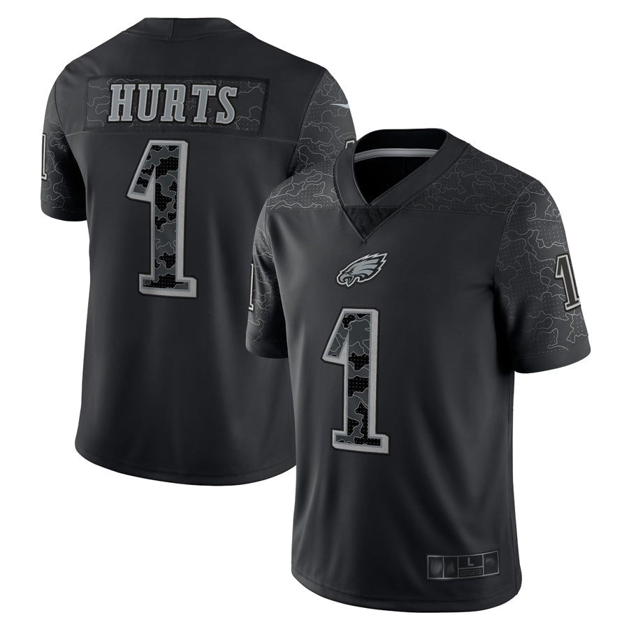 Trusc P.Eagles #1 Jalen Hurts Player Black REFLECTIVE Limited Stitched Jerseys