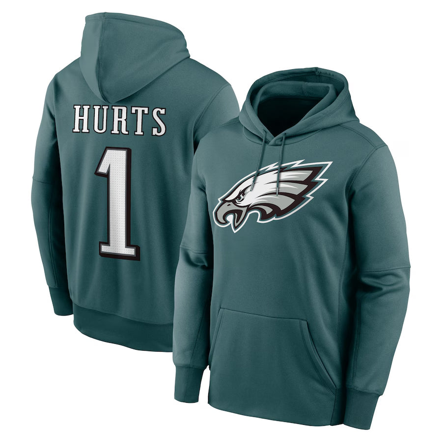 Trusc P.Eagles #1 Jalen Hurts Player Green Military Hoodie Game Stitched Jerseys
