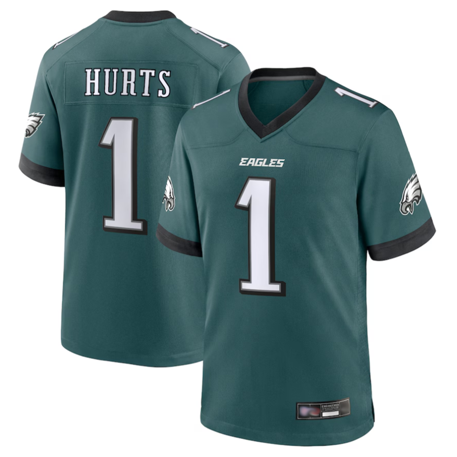 Trusc P.Eagles #1 Jalen Hurts Player Midnight Green Game Stitched Jerseys