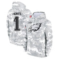 Trusc P.Eagles #1 Jalen Hurts Player Military Hoodie Arctic Camo Salute To Service Stitched Jerseys