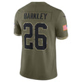 Trusc P.Eagles #26 Saquon Barkley Player Salute To Service Olive Stitched Jerseys