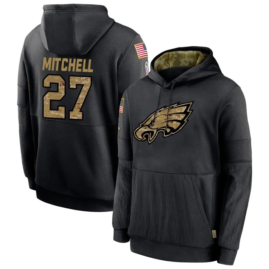 Trusc P.Eagles #27 Quinyon Mitchell Player Black Military Hoodie Game Stitched Jerseys