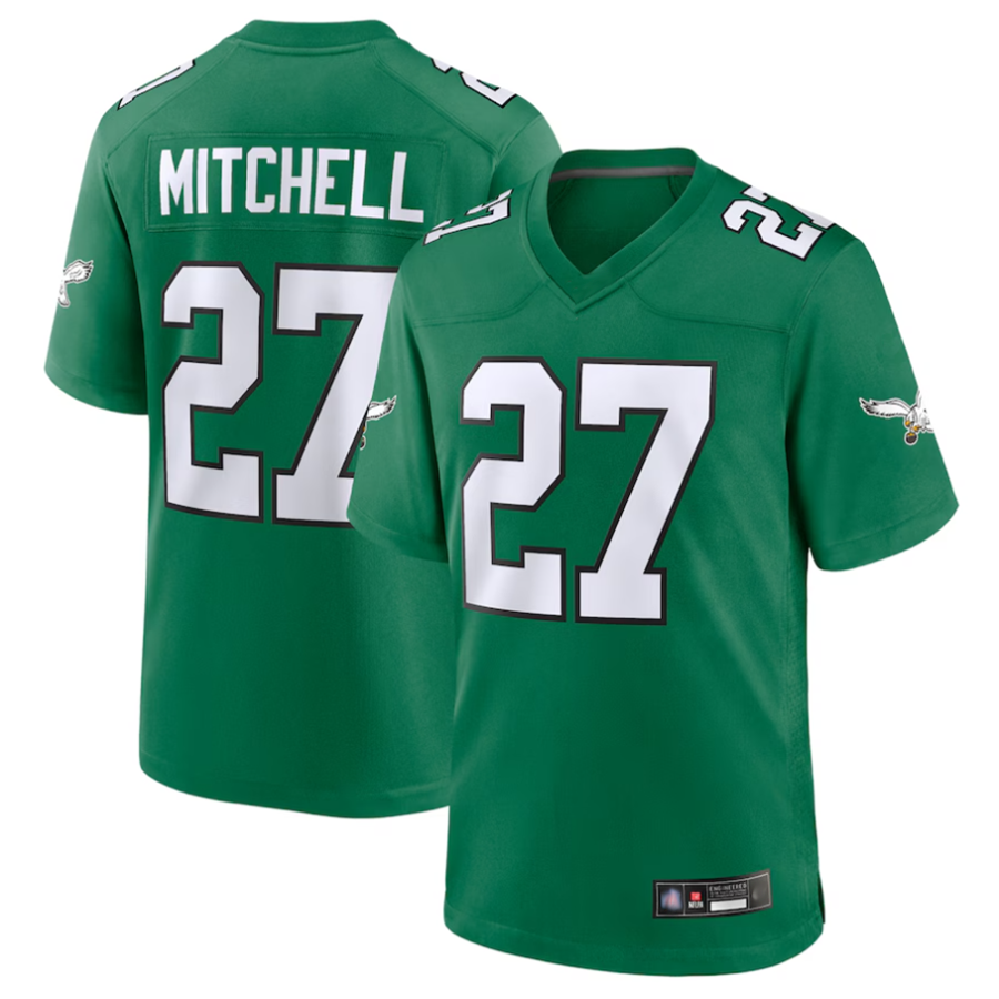 Trusc P.Eagles #27 Quinyon Mitchell Player Kelly Green Replica Game Stitched Jerseys