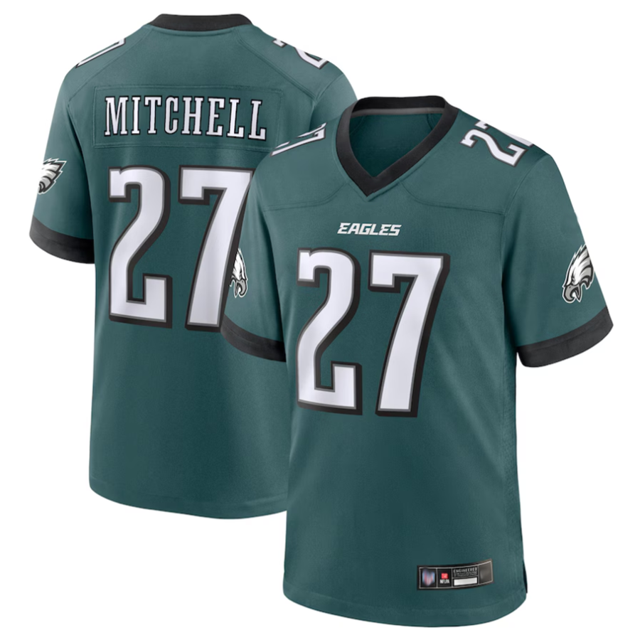 Trusc P.Eagles #27 Quinyon Mitchell Player Midnight Green Replica Game Stitched Jerseys