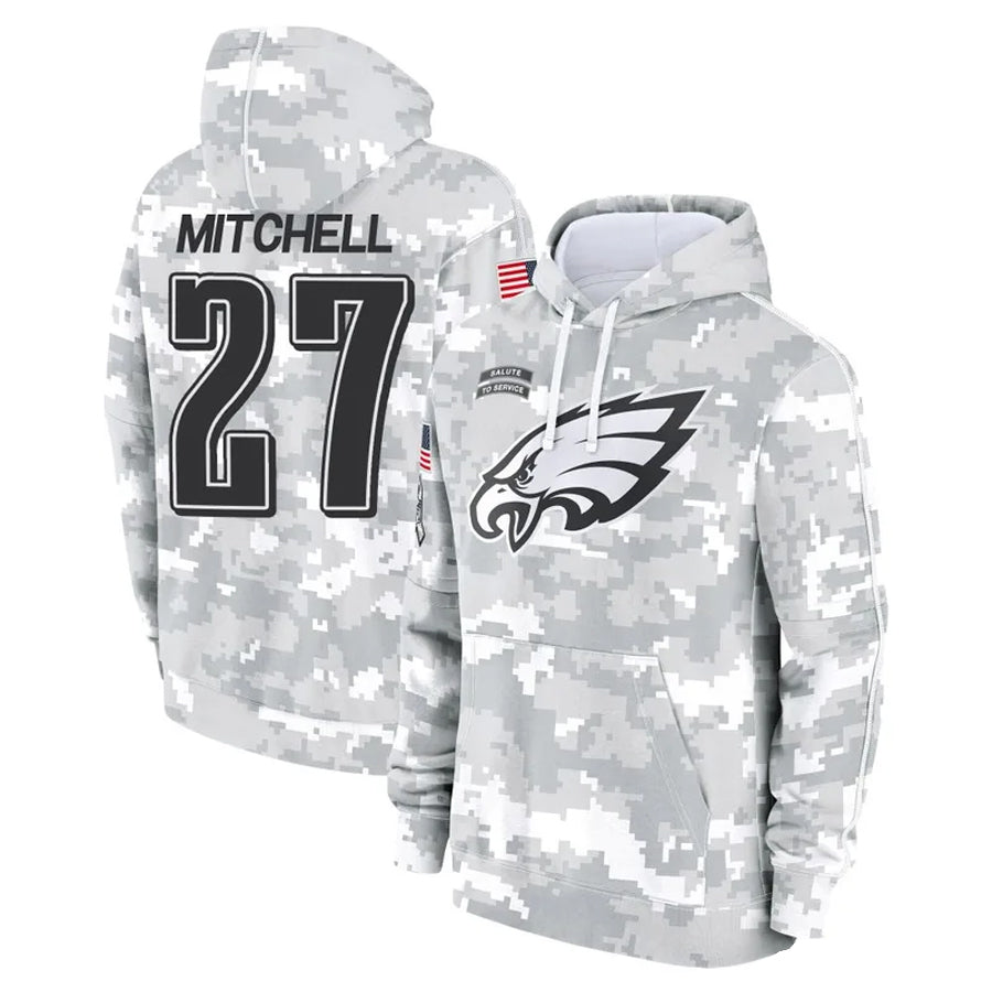 Trusc P.Eagles #27 Quinyon Mitchell Player Military Hoodie Arctic Camo Salute To Service Stitched Jerseys