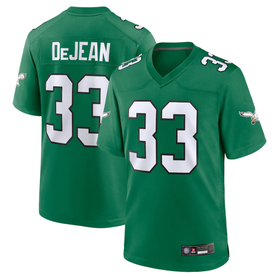 Trusc P.Eagles #33 Cooper DeJean Player Kelly Green Replica Game Stitched Jerseys