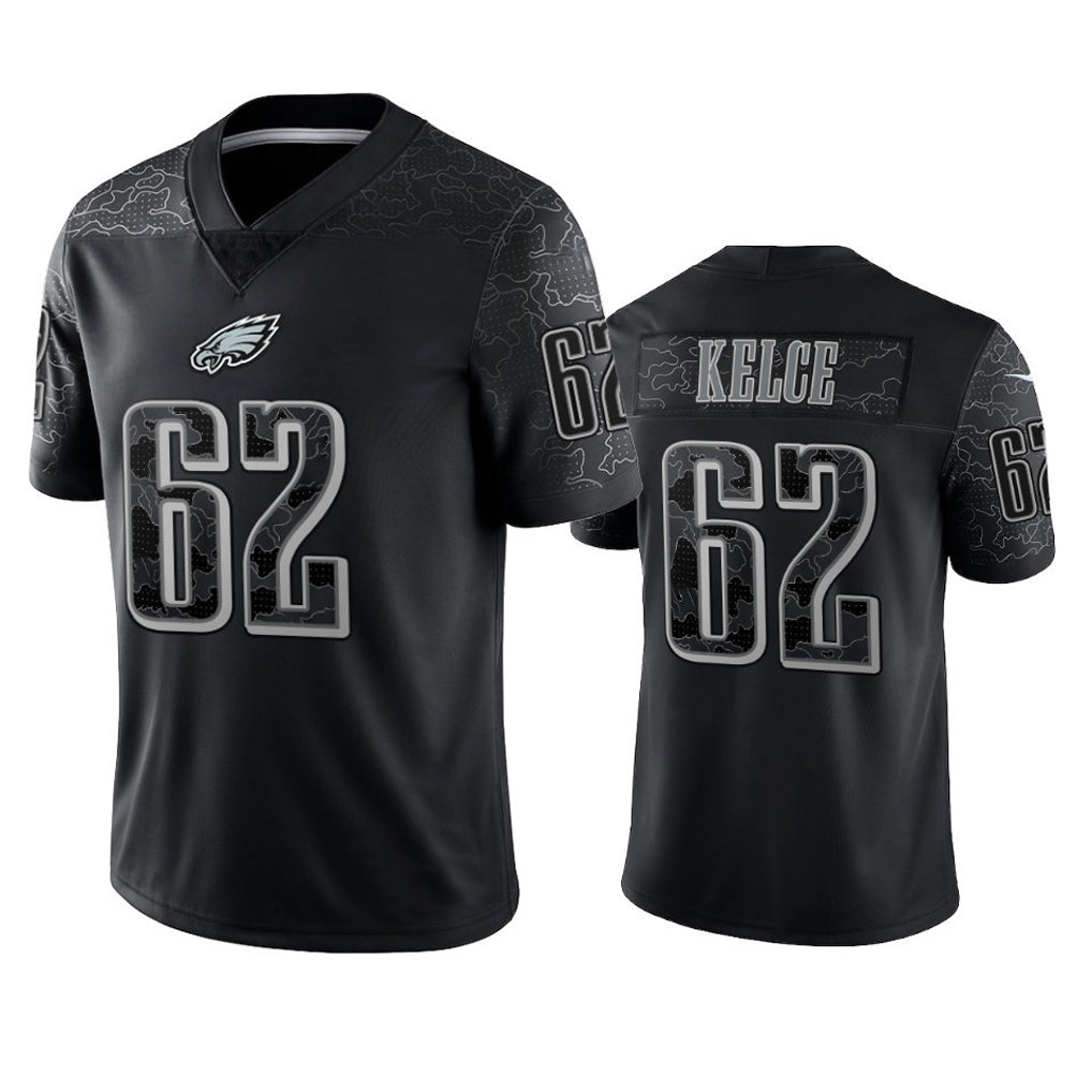 Trusc P.Eagles #62 Jason Kelce Player Black REFLECTIVE Limited Stitched Jerseys