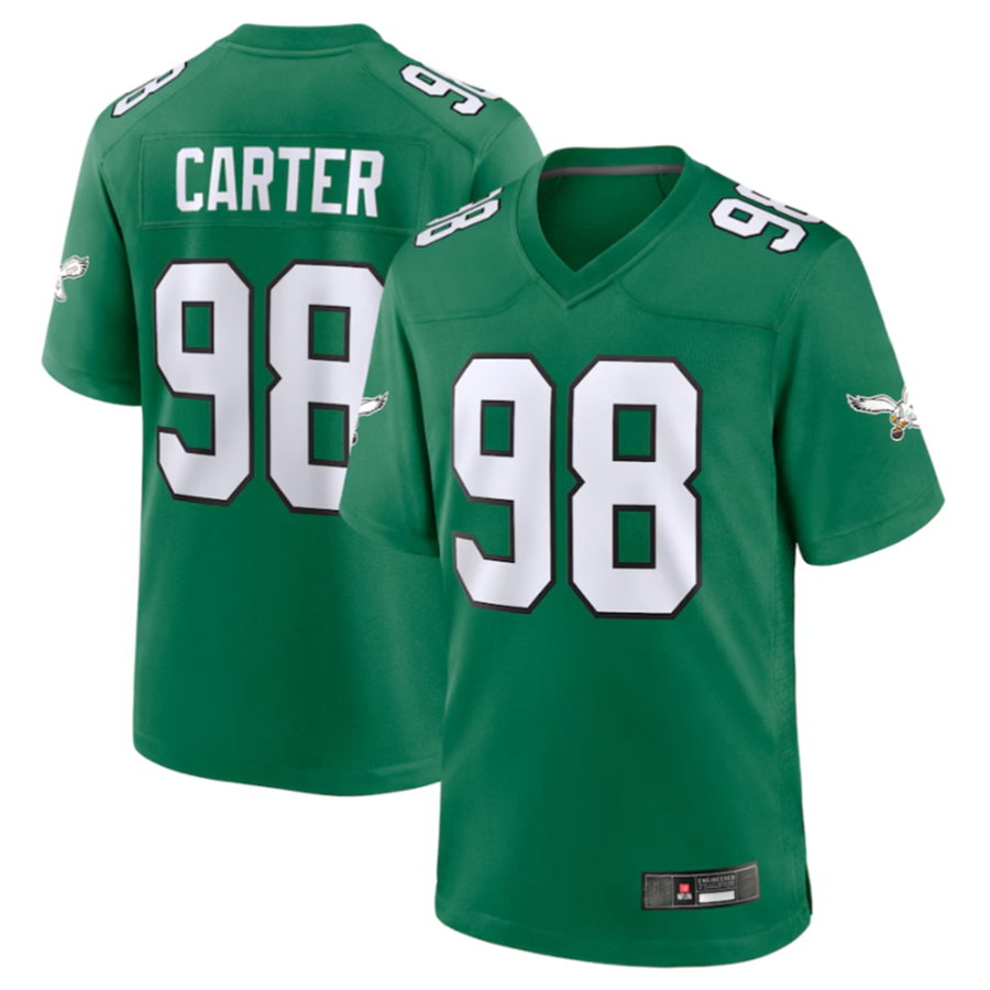 Trusc P.Eagles #98 Jalen Carter Green Alternate Game Jersey Stitched American Stitched Jersey