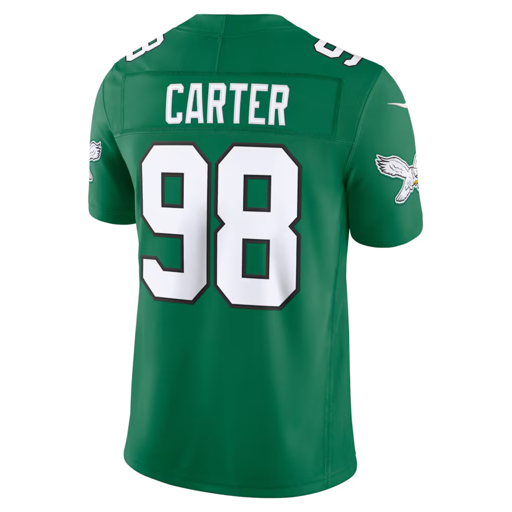 Trusc P.Eagles #98 Jalen Carter Kelly Green Alternate Vapor F.U.S.E. Stitched Limited Jerseys