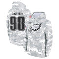 Trusc P.Eagles #98 Jalen Carter Player Military Hoodie Arctic Camo Salute To Service Stitched Jerseys