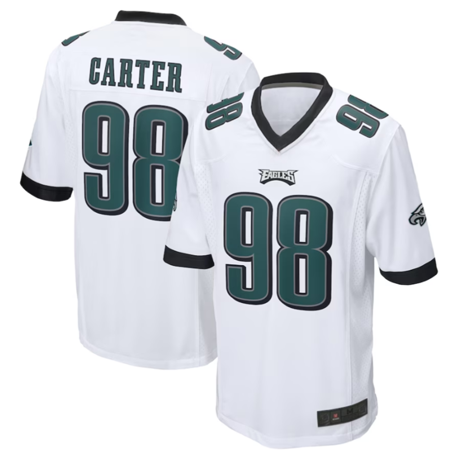 Trusc P.Eagles #98 Jalen Carter White Game Stitched American Stitched Jerseys
