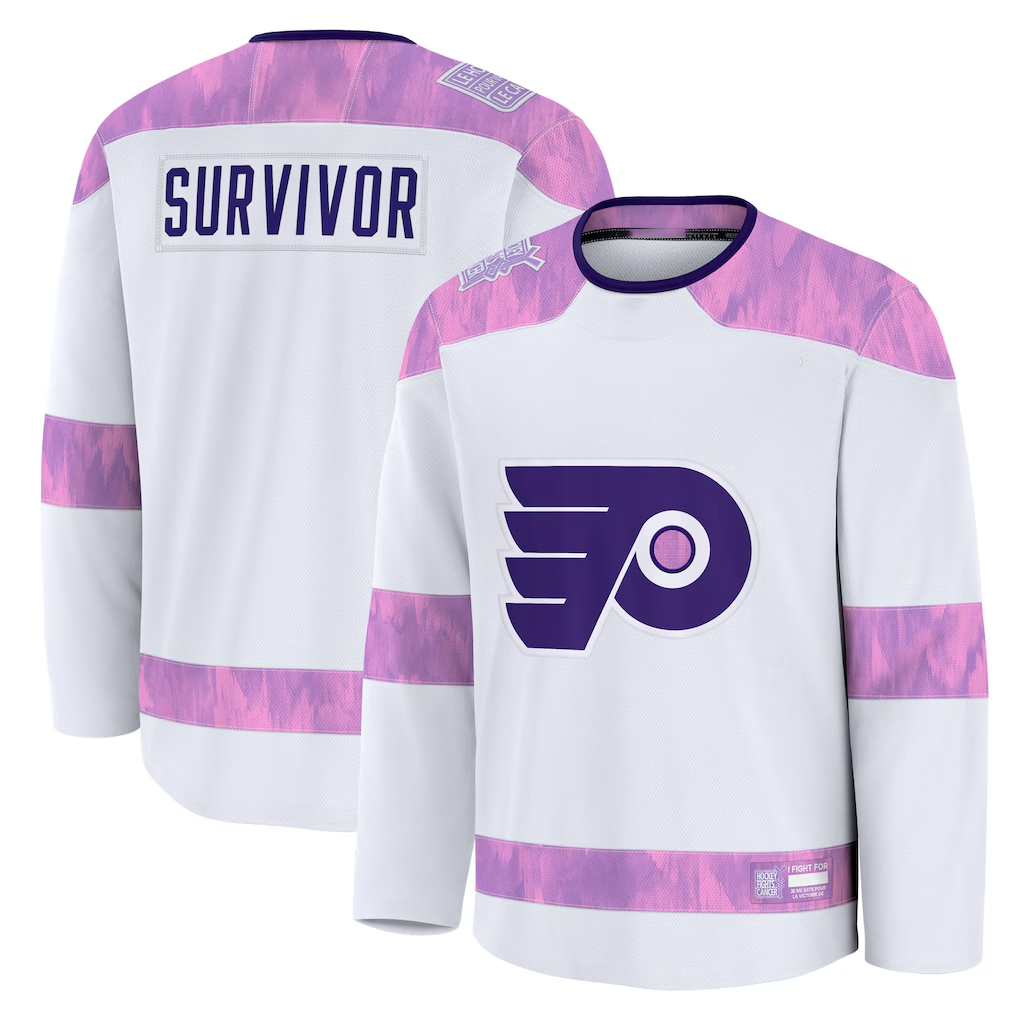 Trusc P.Flyers White Hockey Fights Cancer Deslauriers Practice Jerseys