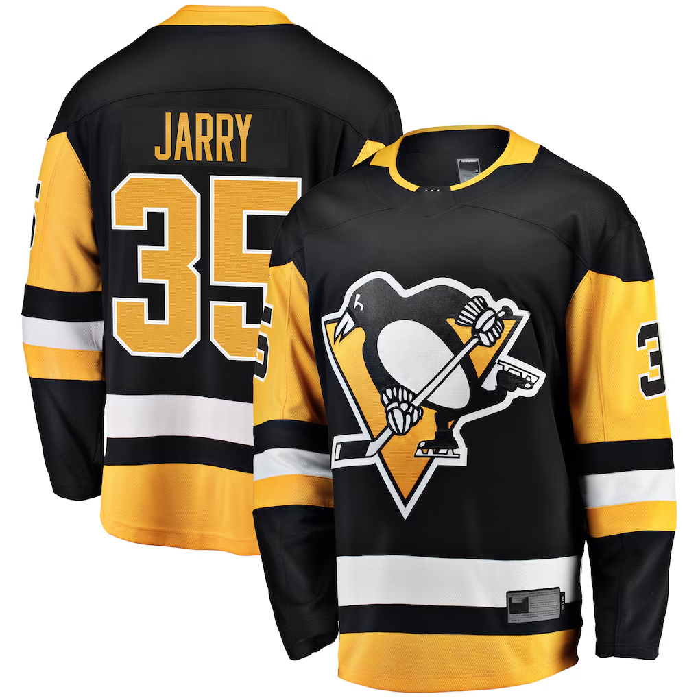 Trusc P.Penguins #35 Tristan Jarry Black Home Breakaway Player Jerseys