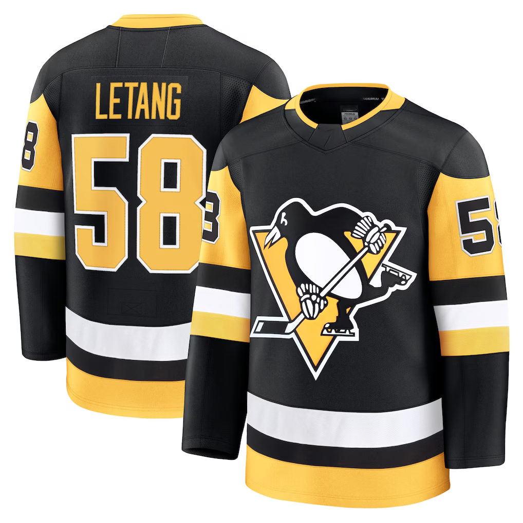 Trusc P.Penguins #58 Kris Letang Black Home Premium Jerseys