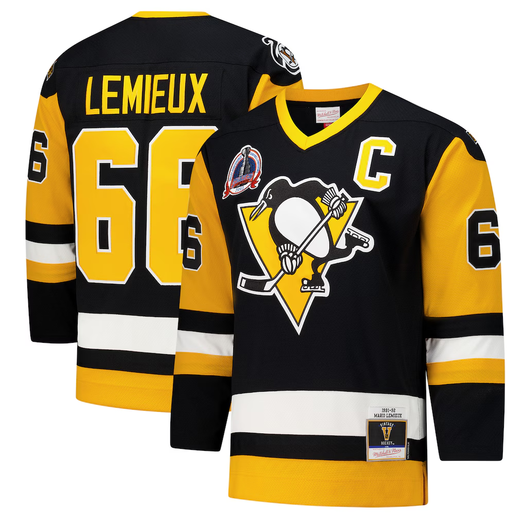 Trusc P.Penguins #66 Mario Lemieux Black 1991?92 Power Play Jerseys