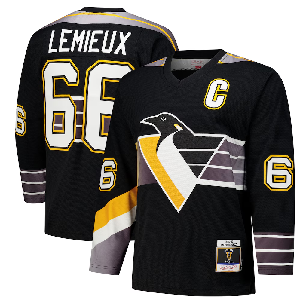 Trusc P.Penguins #66 Mario Lemieux Black 1996?97 Power Play Jerseys