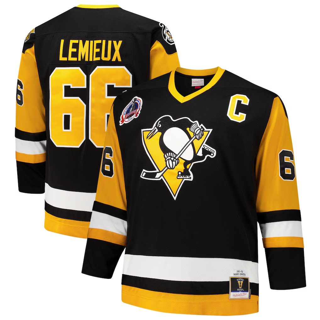 Trusc P.Penguins #66 Mario Lemieux Mitchell & Ness Black Big & Tall 1991-92 Blue Line 2.0 Jerseys