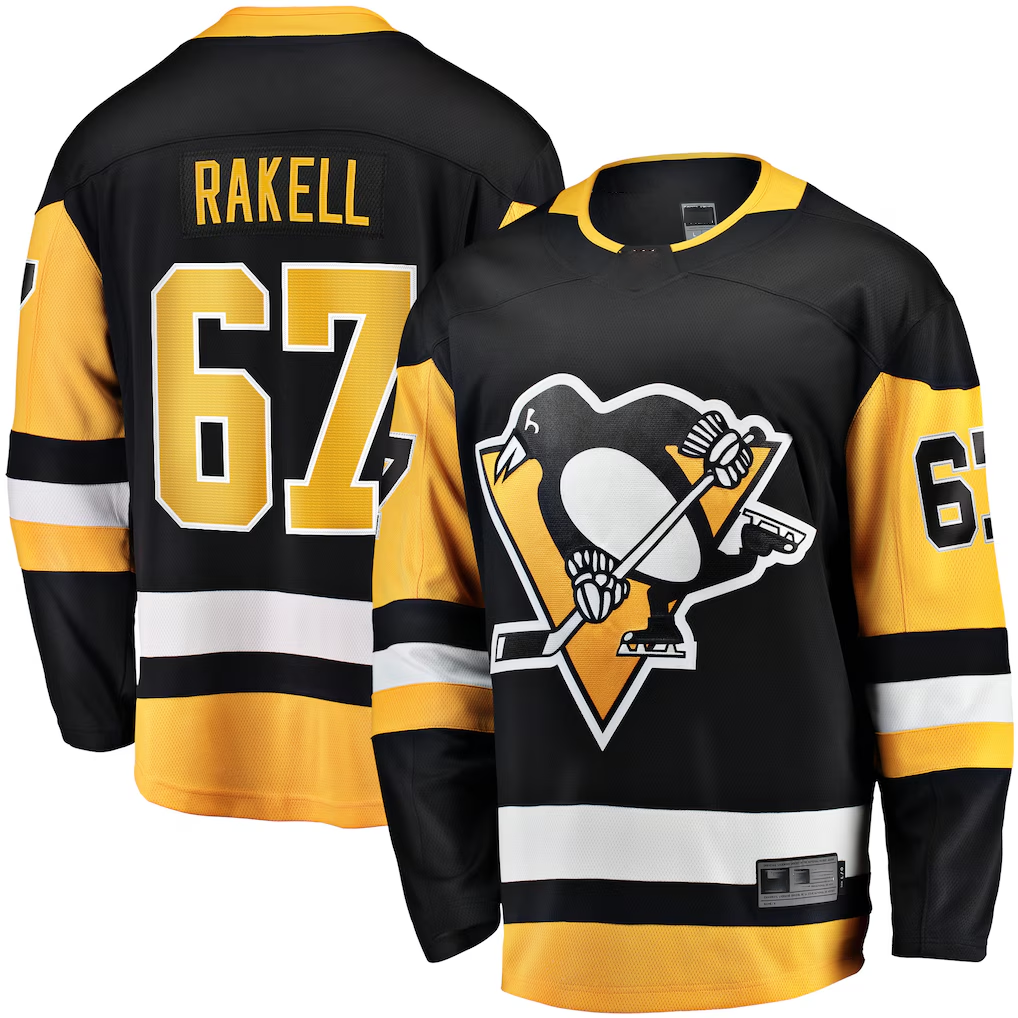 Trusc P.Penguins #67 Rickard Rakell Black Home Breakaway Player Jerseys