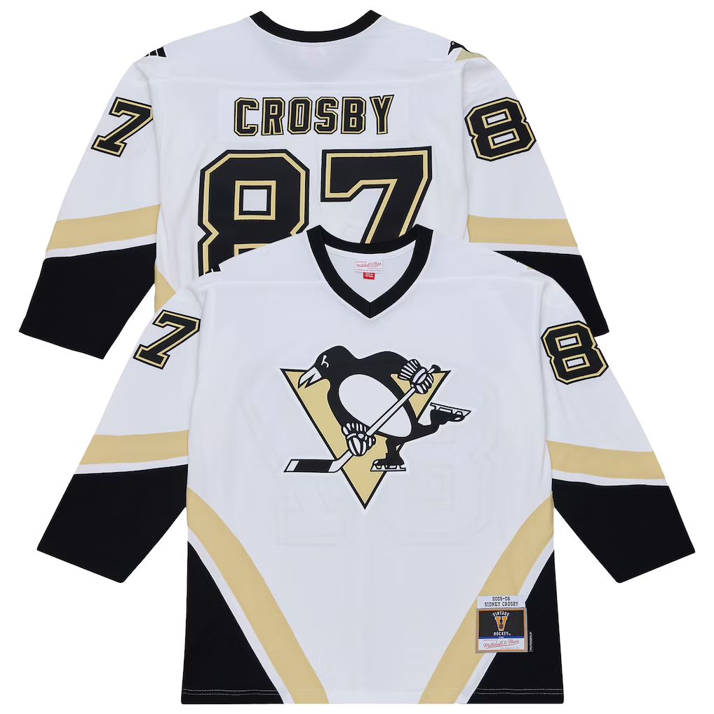 Trusc P.Penguins #87 Sidney Crosby Mitchell & Ness White 2005 Power Play Jerseys