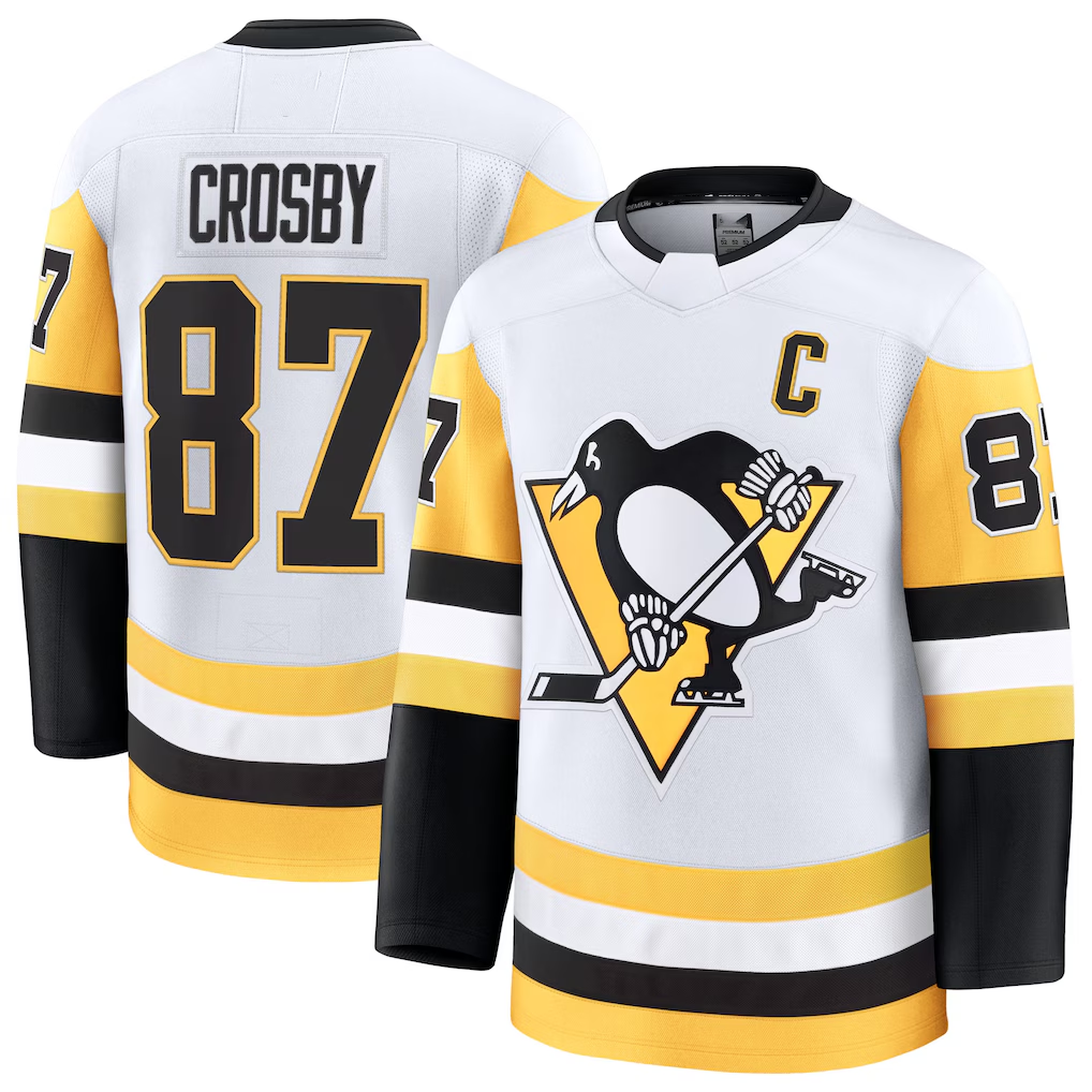 Trusc P.Penguins #87 Sidney Crosby White Away Premium Jerseys