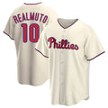 Trusc P.Phillies #10 J.T. Realmuto Player Cream Home Game Stitched Jerseys