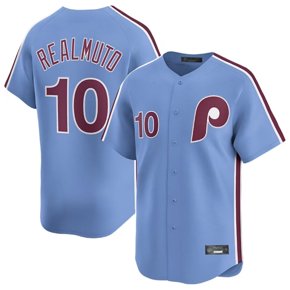 Trusc P.Phillies #10 J.T. Realmuto Player Light Blue Home Limited Stitched Jerseys