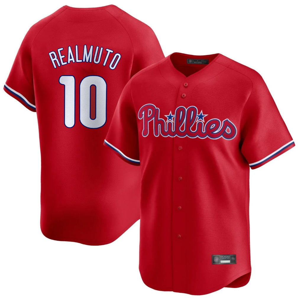 Trusc P.Phillies #10 J.T. Realmuto Player Red Home Limited Stitched Jerseys