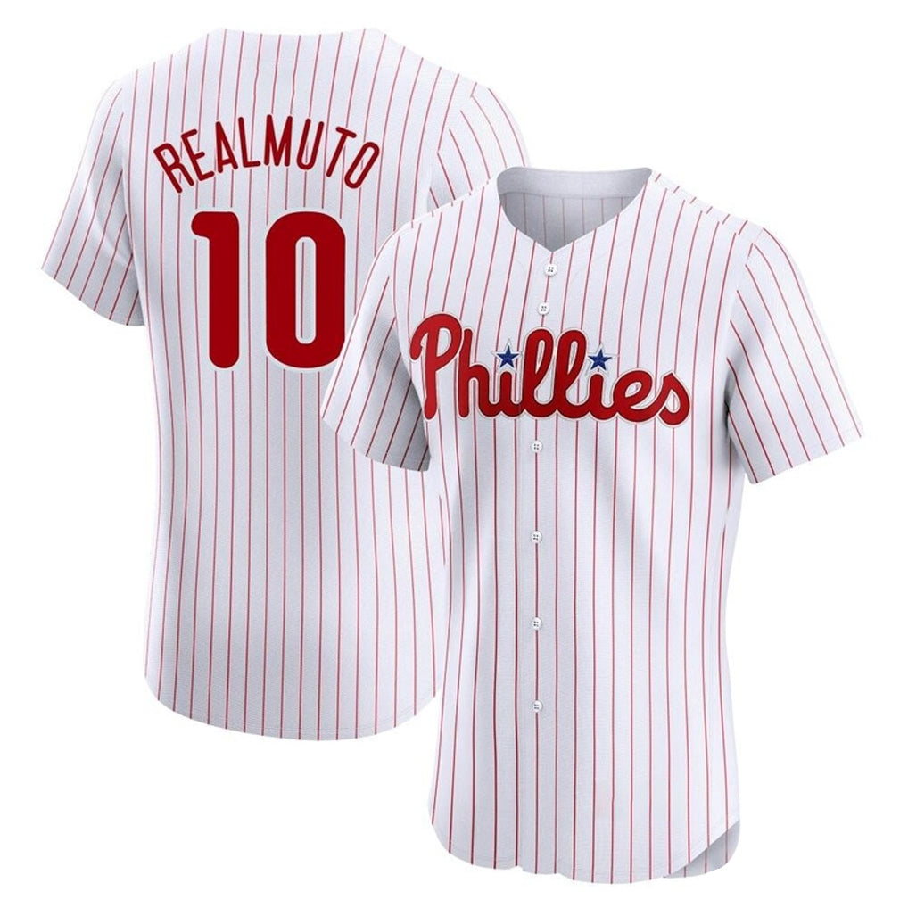 Trusc P.Phillies #10 J.T. Realmuto Player White Home Limited Elite Stitched Jerseys