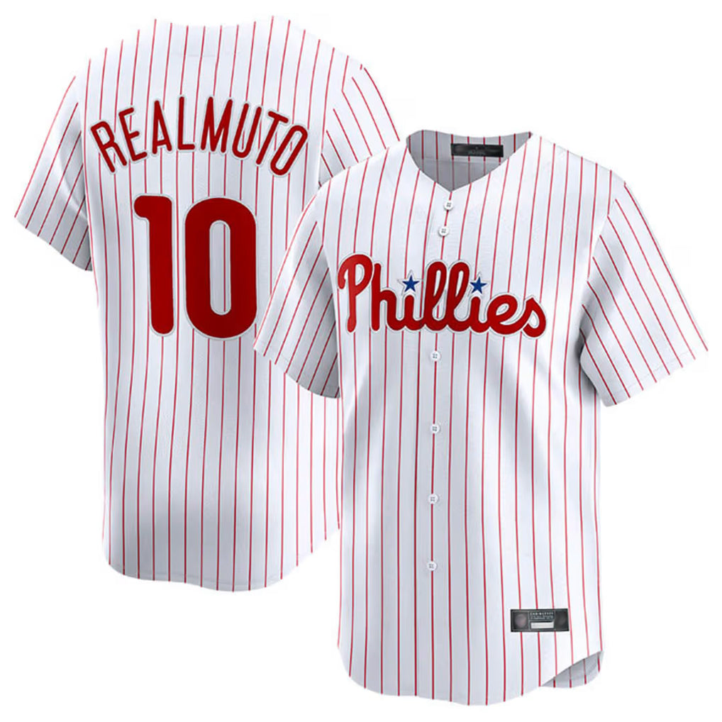 Trusc P.Phillies #10 J.T. Realmuto Player White Home Limited Stitched Jerseys