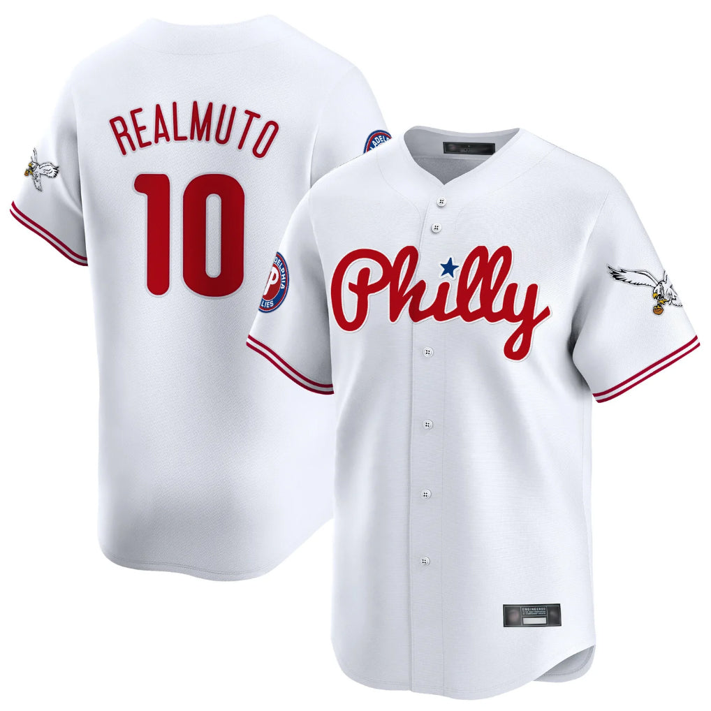 Trusc P.Phillies #10 J.T. Realmuto Player White Phillies & Eagles Vapor Premier Limited Stitched Jerseys