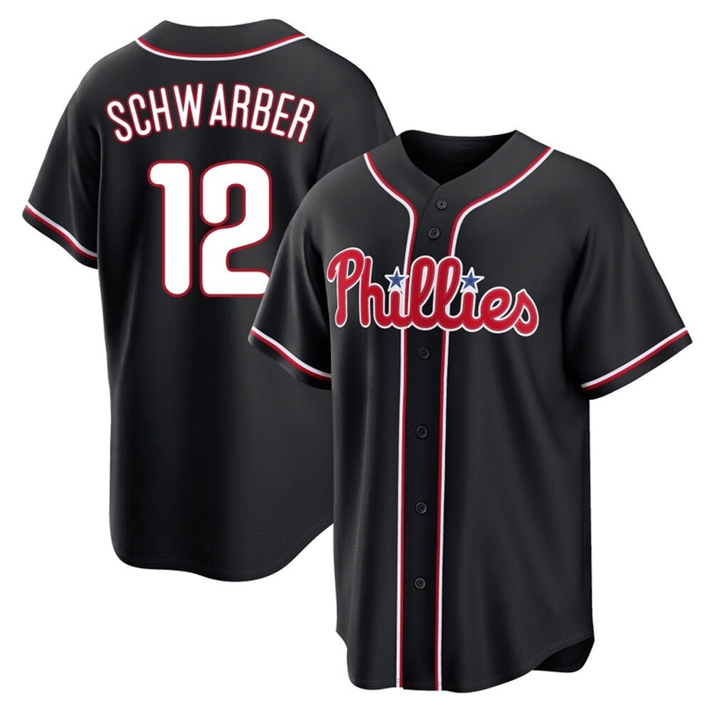 Trusc P.Phillies #12 Kyle Schwarber Player Black Fashion Out Home Game Stitched Jerseys