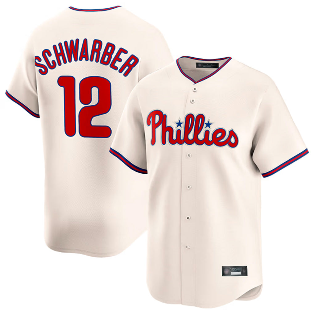 Trusc P.Phillies #12 Kyle Schwarber Player Cream Home Limited Stitched Jerseys