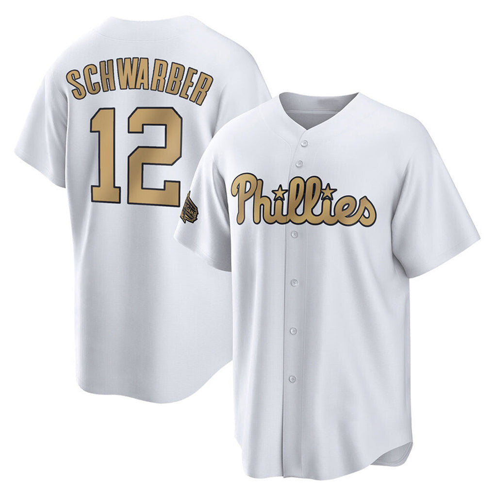 Trusc P.Phillies #12 Kyle Schwarber Player Gold All-Star Home Game Stitched Jerseys