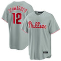 Trusc P.Phillies #12 Kyle Schwarber Player Gray Home Game Stitched Jerseys