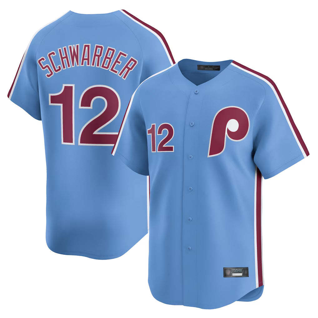 Trusc P.Phillies #12 Kyle Schwarber Player Light Blue Home Limited Stitched Jerseys