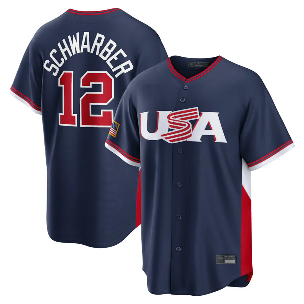 Trusc P.Phillies #12 Kyle Schwarber Player Navy USA World Classic Game Limited Stitched Jerseys