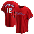 Trusc P.Phillies #12 Kyle Schwarber Player Red Home Game Stitched Jerseys