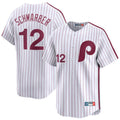Trusc P.Phillies #12 Kyle Schwarber Player White Cooperstown Collection Limited Home Stitched Jerseys