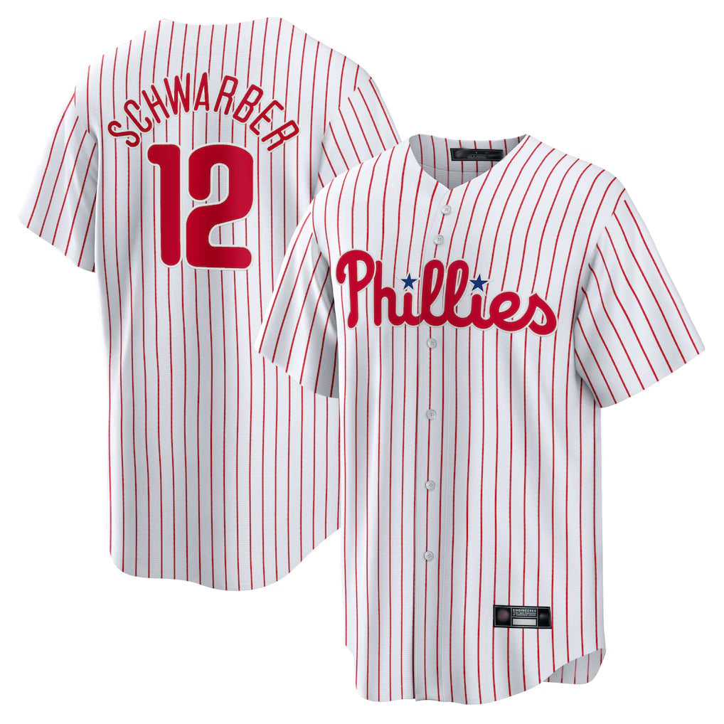 Trusc P.Phillies #12 Kyle Schwarber Player White Home Game Stitched Jerseys