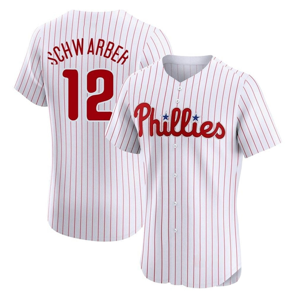 Trusc P.Phillies #12 Kyle Schwarber Player White Home Limited Elite Stitched Jerseys