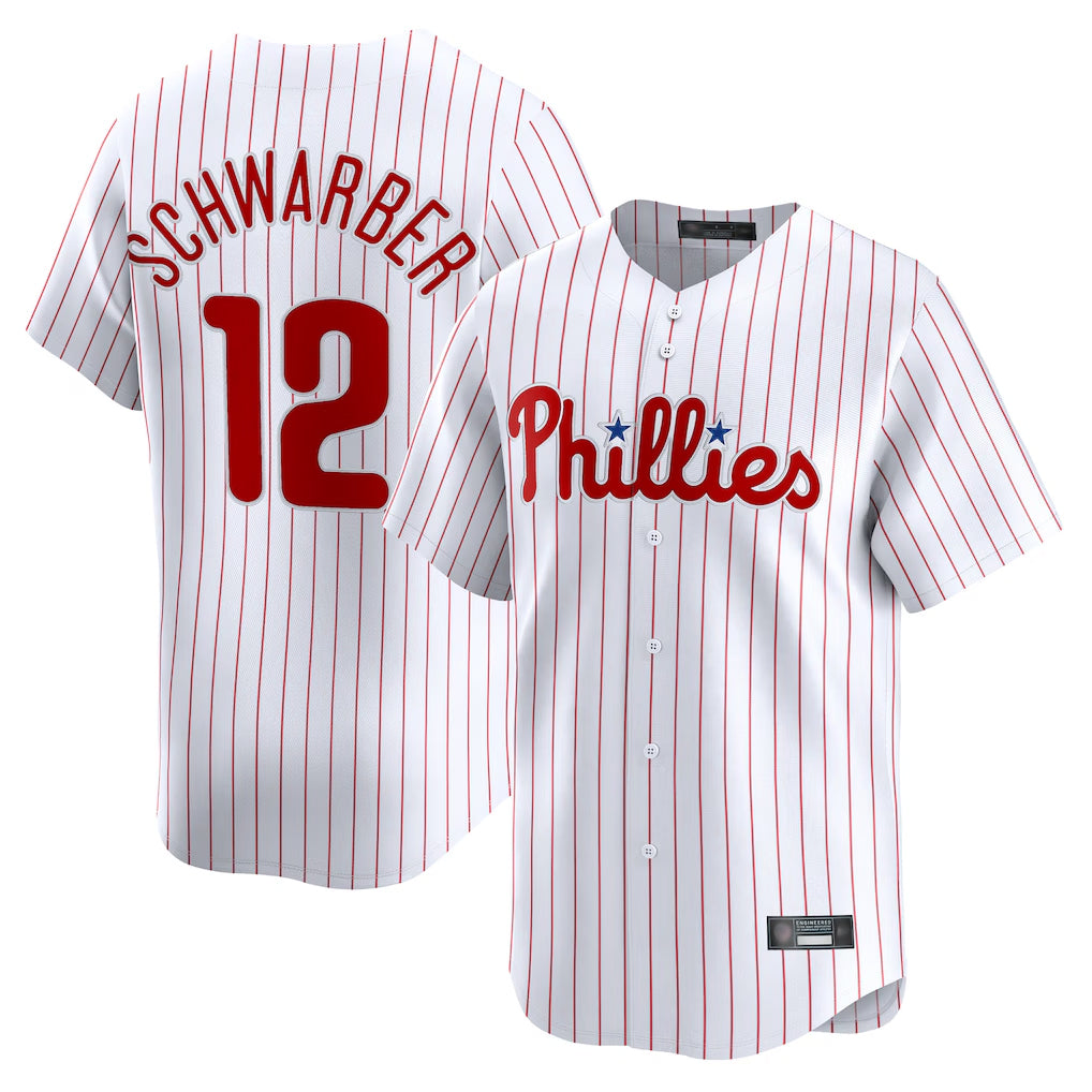 Trusc P.Phillies #12 Kyle Schwarber Player White Home Limited Stitched Jerseys