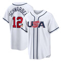 Trusc P.Phillies #12 Kyle Schwarber Player White USA World Classic Game Limited Stitched Jerseys